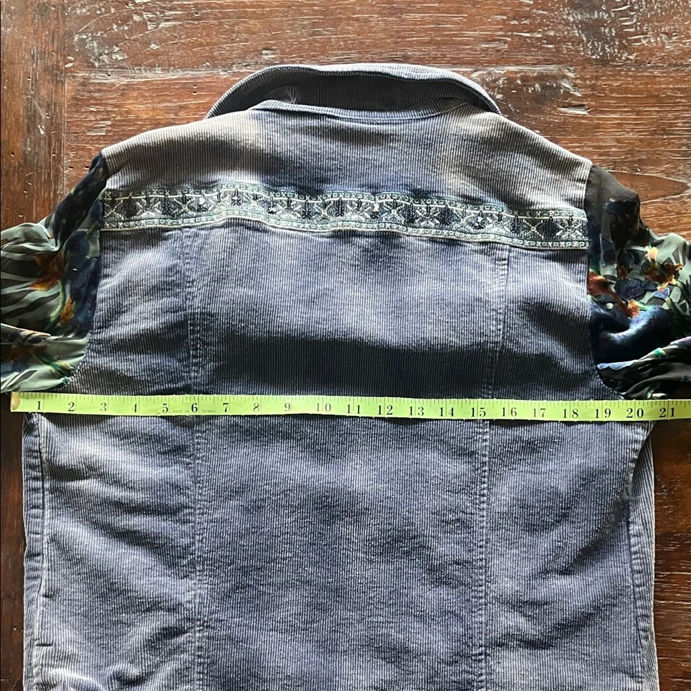 John Mark Jacket Dark Blue Corduroy Beaded Velvet Burnout Sleeves Medium - Picture 10 of 13